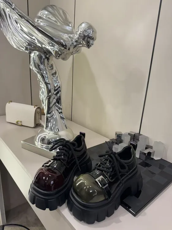 唐小肉圆头厚底乐福鞋黑色休闲时尚漆皮学院风皮鞋百搭008-2