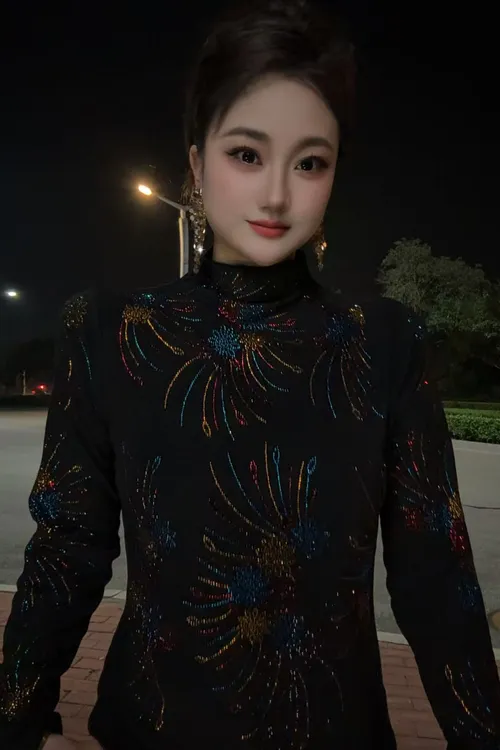 【46#烟花加绒】网红2025镶钻打底衫女烫钻修身显瘦上衣女