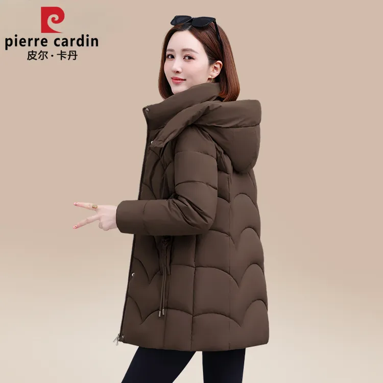 皮尔卡丹中长款棉服女款2025年新款冬季妈妈加厚棉衣洋气女士棉袄