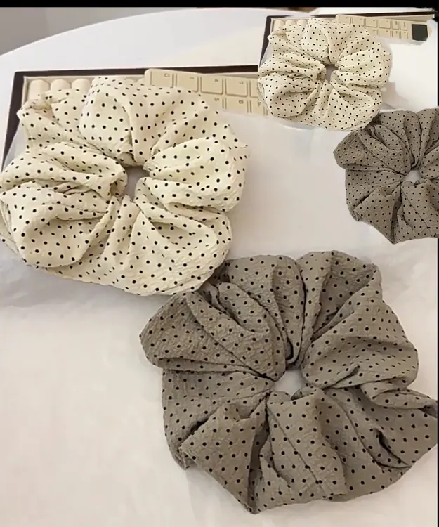 2025新款韩版饰品布艺圆点头绳大肠圈发圈简约ins风超仙头饰品
