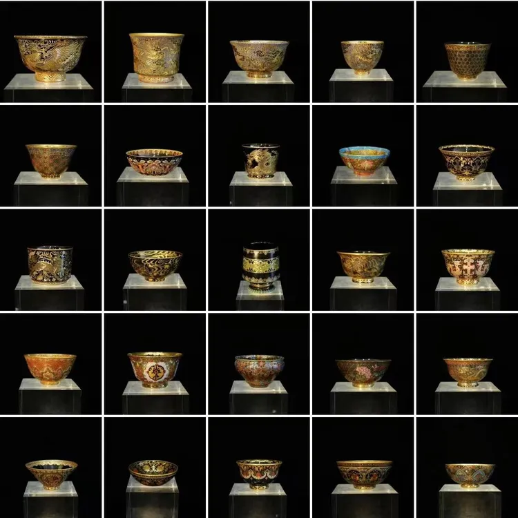 【一凡陶瓷】茶杯纯手工手绘乌金釉金银错陶瓷茶具高档重工