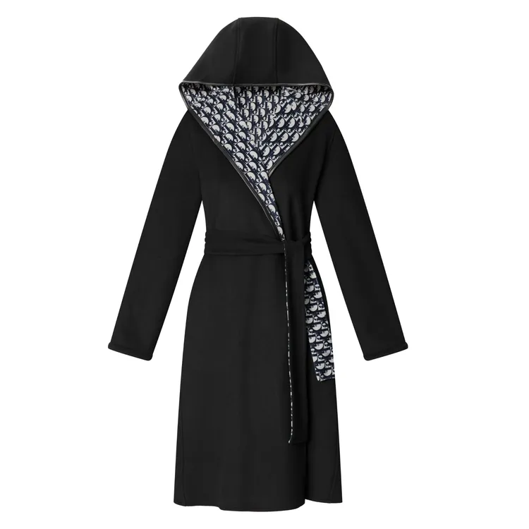 DIORA.RIM铭品圣迪奥撤柜秋冬双面呢大衣女连帽长款复古休闲大衣