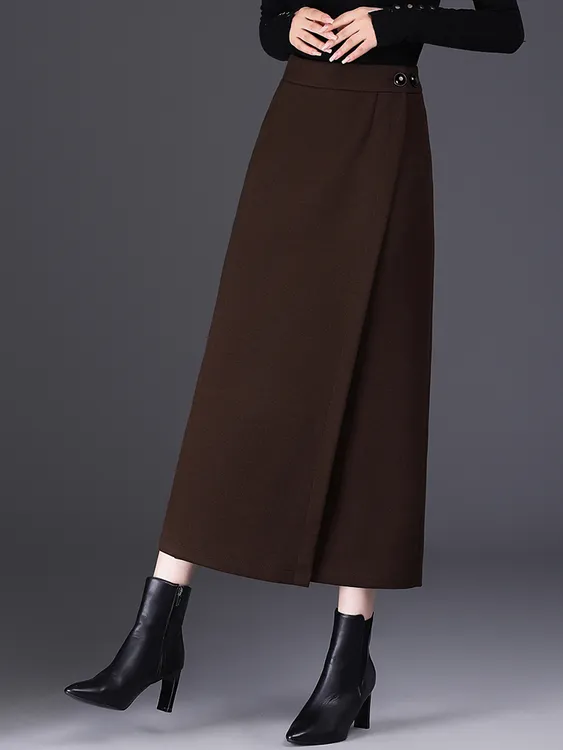 一片式毛呢半身裙女秋冬2025新款高腰显瘦气质中长款包臀一步裙