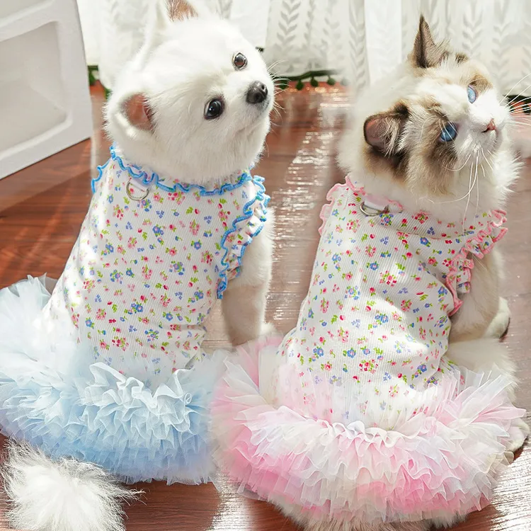 软网纱蓬蓬裙子夏季仙女裙婚纱礼服狗狗猫咪宠物猫衣服狗用品矮脚