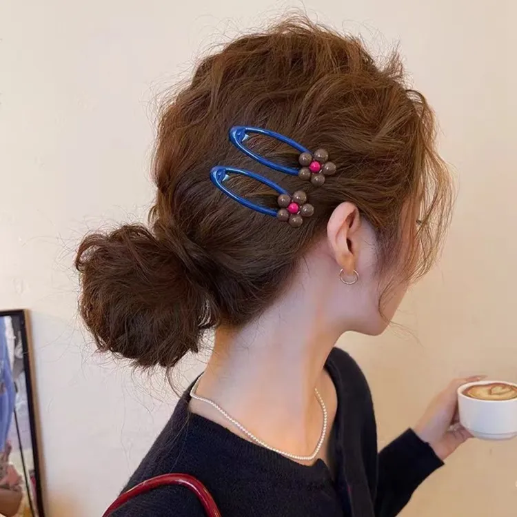 抹茶拿铁!可爱花朵发夹女前额bb夹侧边夹子碎发刘海夹高级感发卡