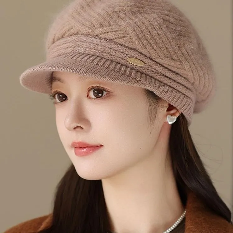 短檐女时尚极简风保暖韩版中年妇女帽子轻奢风画家