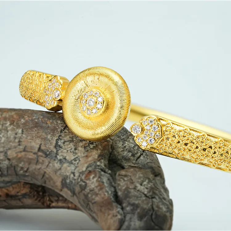 【祥云-平安扣-手镯】足金999【点钻镶嵌款式】【黄金首饰】