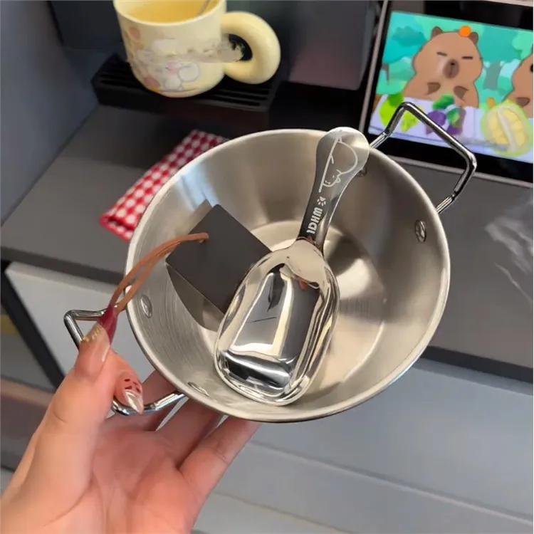 韩式酸奶高颜值不锈钢碗双耳碗燕麦碗+卡皮巴拉大头勺