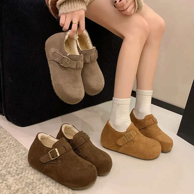 6CM增高加绒加厚勃肯鞋女鞋2025冬季新款舒适保暖复古小个子女