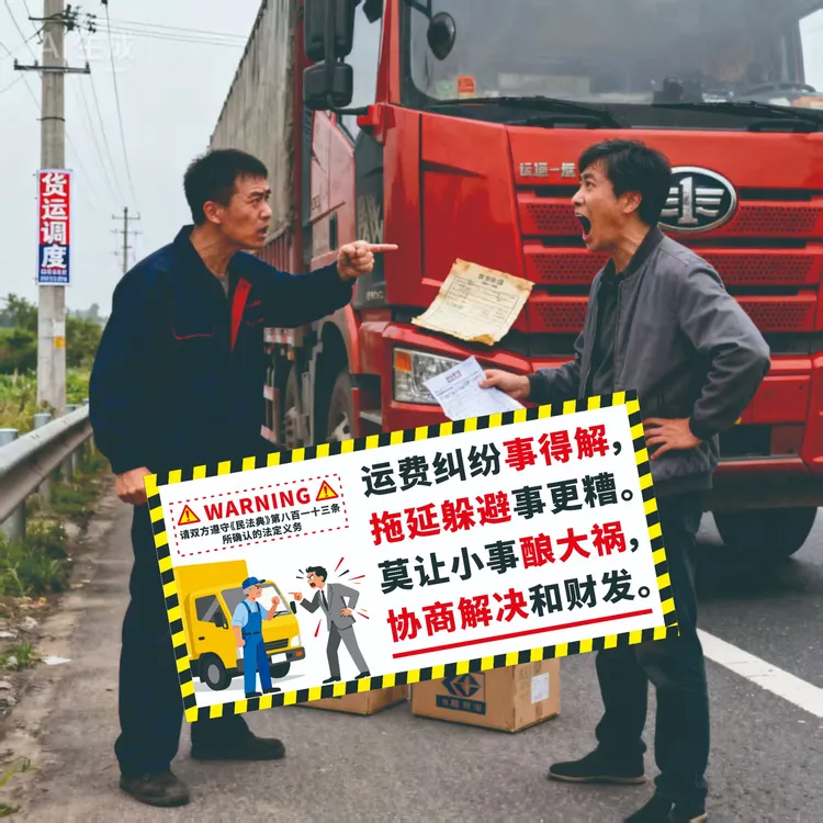 货运纠纷提示车贴民法典八百一十三条协商解决提示贴纸