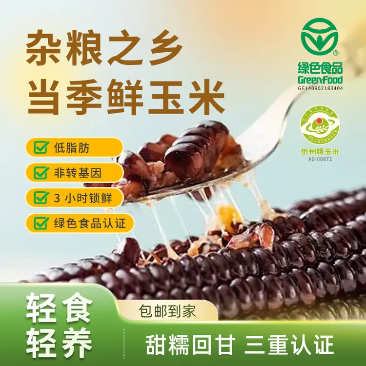 雁门清高山西忻州新鲜黑糯玉米非转基因绿色食品轻食代餐5斤/箱
