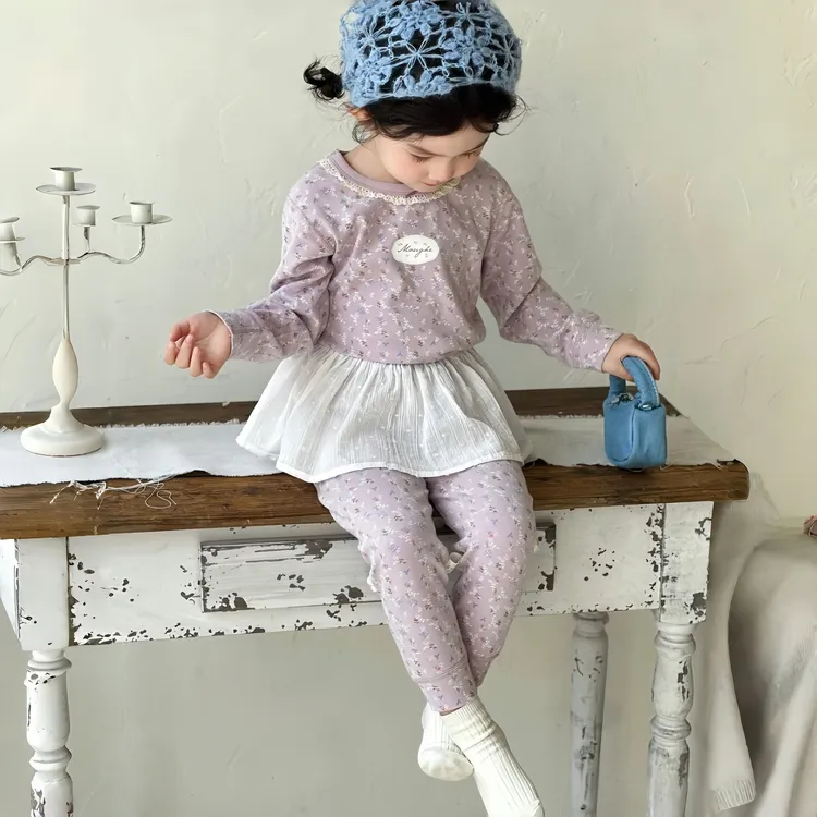 加厚收口300G儿童纯棉拉架无骨内衣套装男童女童秋衣秋裤家居套装