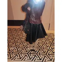 ZONEE 黑皮诺 法式原创高级时髦感内里加绒荷叶边不规则皮半裙