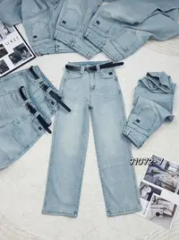 91072牛仔裤直筒百搭高腰潮流宽松