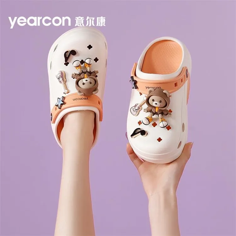 意尔康洞洞鞋2025年夏季卡通可爱DIY网红爆款女款外穿沙滩凉拖鞋