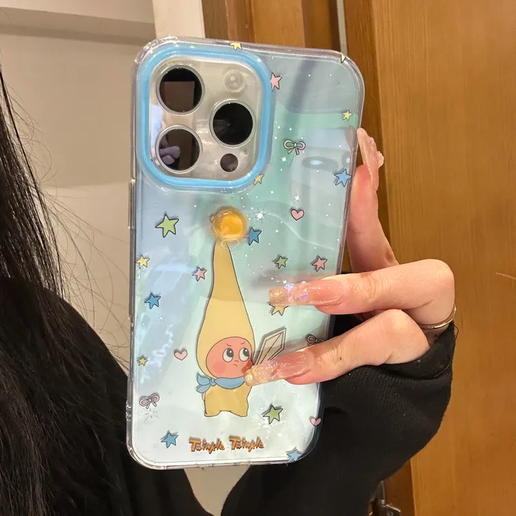 可爱旋转星星灯塔小人适用iphone16promax苹果15手机壳14pro少女