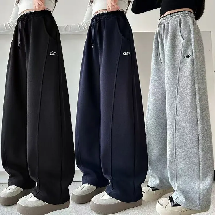 女童加绒运动裤一体绒秋冬裤子2025新款儿童卫裤女大童春秋阔腿裤