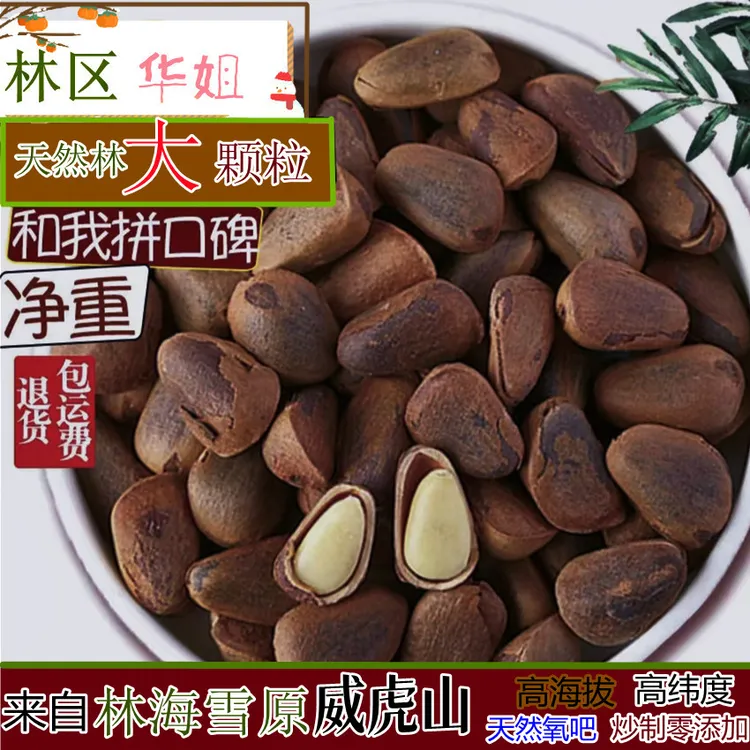 新货原味笨炒850颗粒东北野生大颗粒开口熟松子饱满粒大今年新货