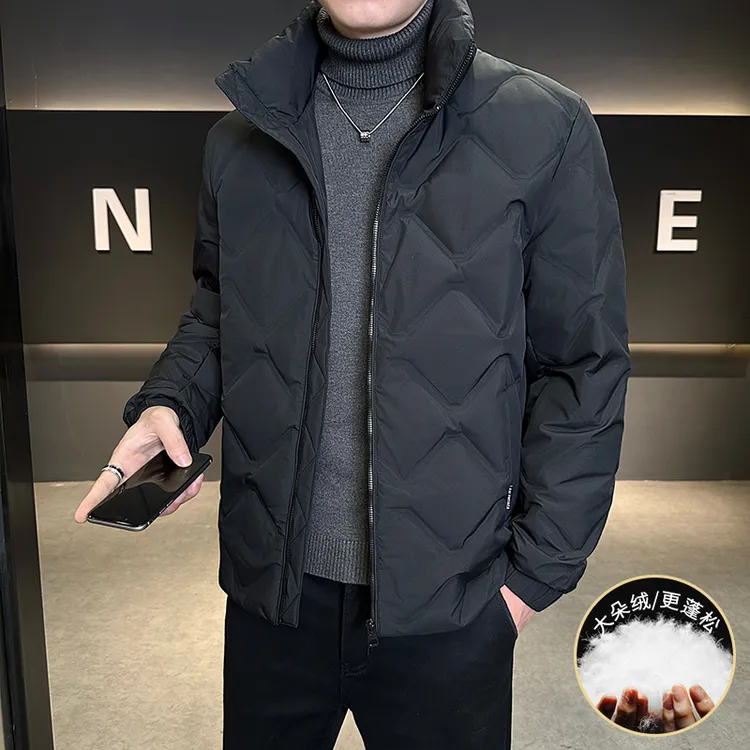 立领加厚羽绒服时尚外套保暖男士男款冬季休闲潮流青年上衣帅气