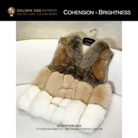 凝慧【烟璃星雾】进口狐狸毛V领气质撞色轻奢青根貂马甲外套YA169