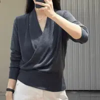 很时尚很气质~港风带设计感 正肩显瘦又洋气针织衫Y8085灰