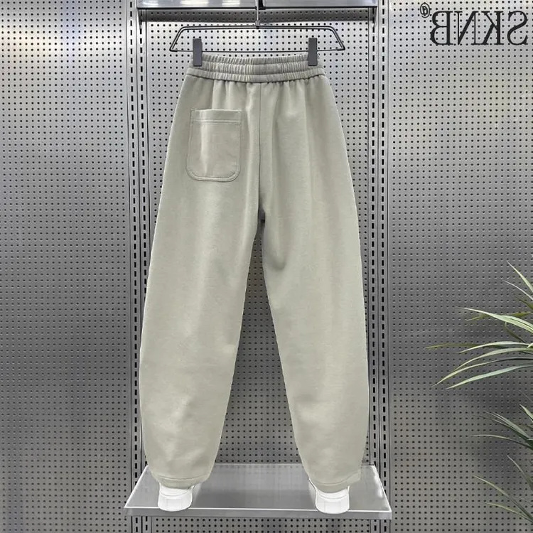 灏吉弧高裆直筒裤男2025秋冬加绒运动休闲男士卫裤百搭弯刀裤