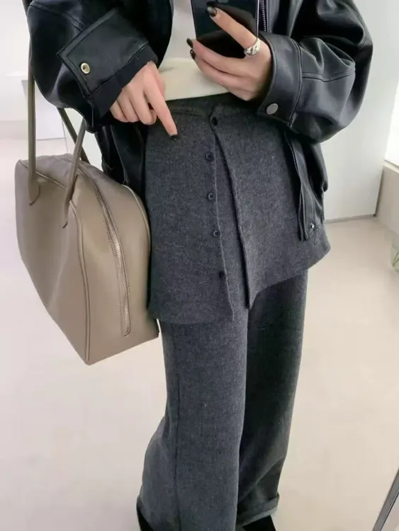 韩版可拆卸屁帘高腰直筒休闲裤女2025秋季新款小众时尚垂感拖地裤