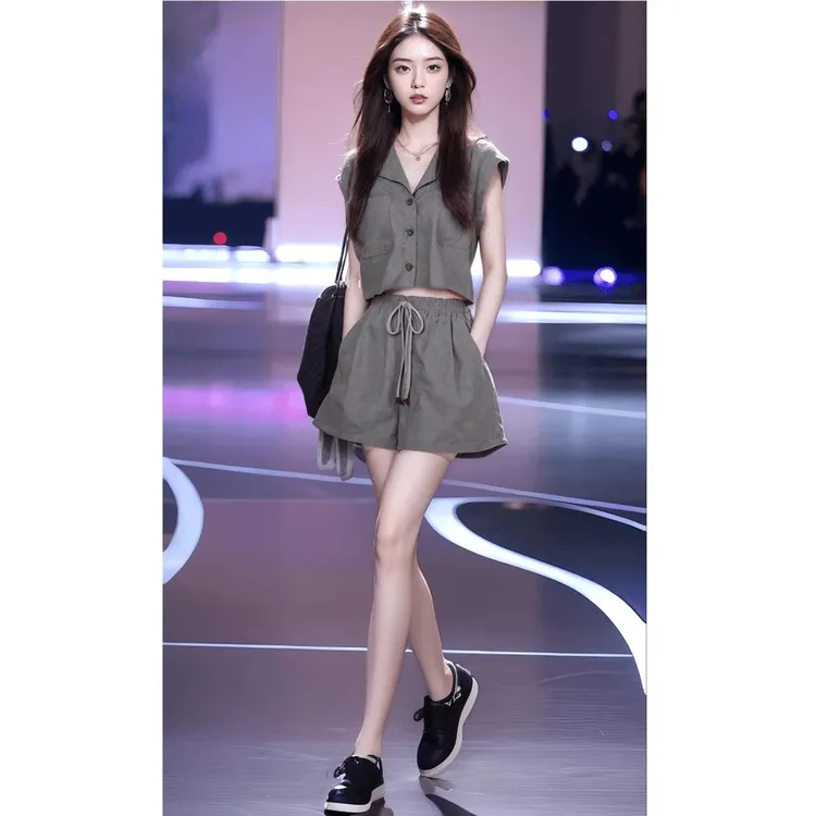 上衣短裤两件套装酷搭配一整套夏装轻熟炸街时尚2025网红潮牌