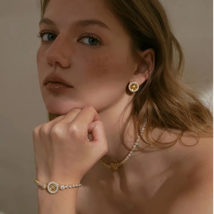 meililove/莓拉 纯铜项链 「星语纽扣」轻奢法式项链、耳钉NK02+NK01