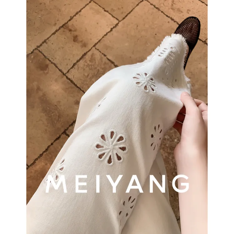 A美洋MEIYANG 剪花牛仔裤【商场同款】 八/九分直筒裤【小60】-周五