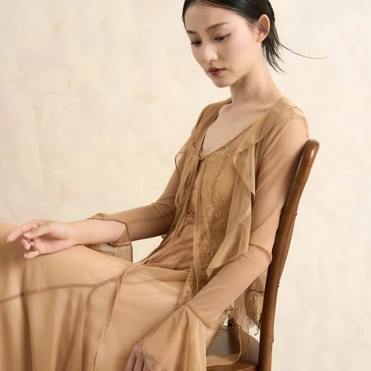 古典舞蹈飘逸身韵纱衣开衫长袖练功中国日常可穿古典舞演出服表演