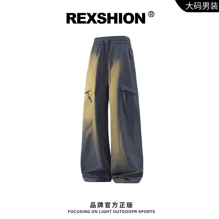 REXSHION秋季新款垂感工装裤男美式潮流休闲宽松简约百搭直筒长裤