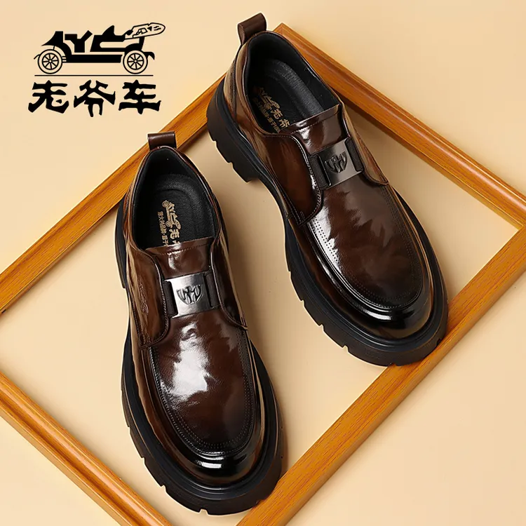老爷车皮鞋2025新款商务休闲鞋子男士真皮透气英伦皮鞋男款乐福鞋商品图