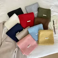 羊毛混纺短款围巾女冬季韩版百搭高级感纯色毛线针织情侣保暖围脖