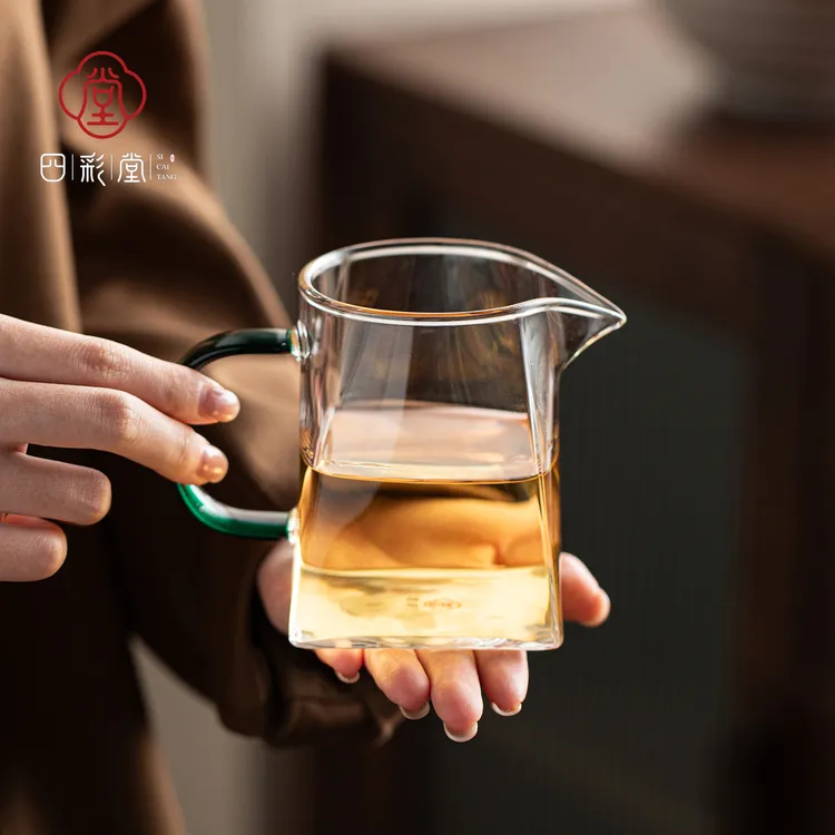 四彩堂新款公道杯耐热茶海高硼硅玻璃四方型公杯和器茶室高档茶具