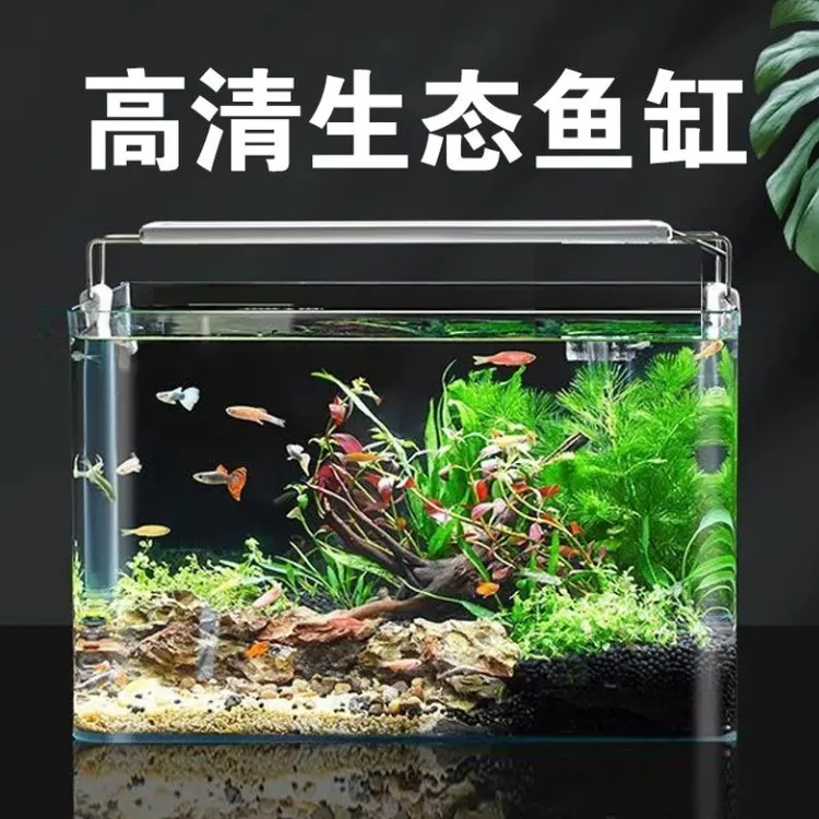 玻璃鱼缸小型免换水造景全套方形斗鱼乌龟缸养鱼生态生态草缸