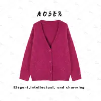 AOSER冬季慵懒风中长款针织女毛针织衫加厚休闲毛衣舒适25067