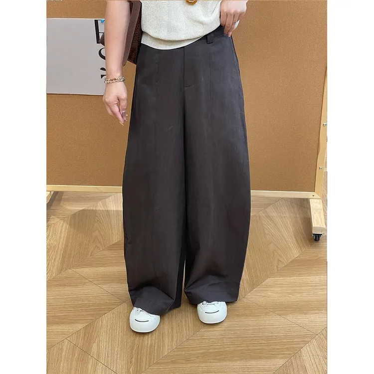 时尚百搭纯色通勤风休闲裤女2025秋季新款宽松显瘦高腰大气阔腿裤