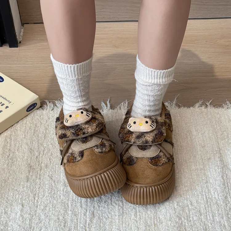 可爱KT包跟棉拖鞋女款冬季新款加厚毛绒保暖居家外穿厚底防滑棉鞋