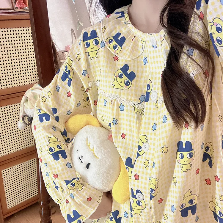 日系拓麻歌子二次元睡衣少女带胸垫春秋季长袖长裤甜妹家居服套装