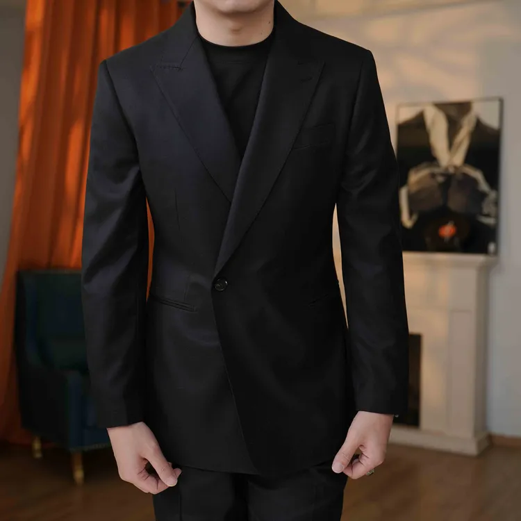 盛先绅时尚意式西服修身显瘦百搭西服手工半麻衬西服男士西服套装