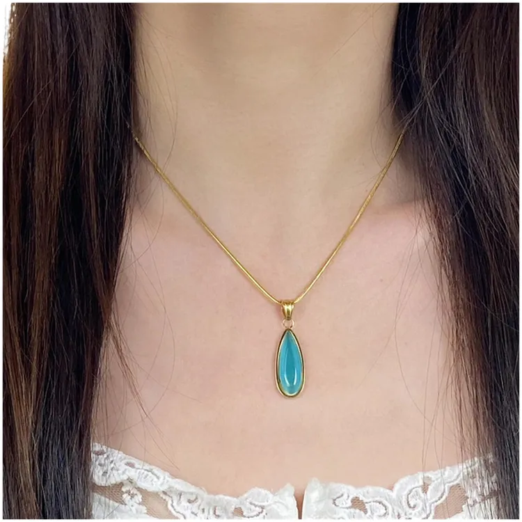 钛钢项链 国潮贵新中式梦幻水滴项链钛钢锁骨高级范儿斯里兰卡气