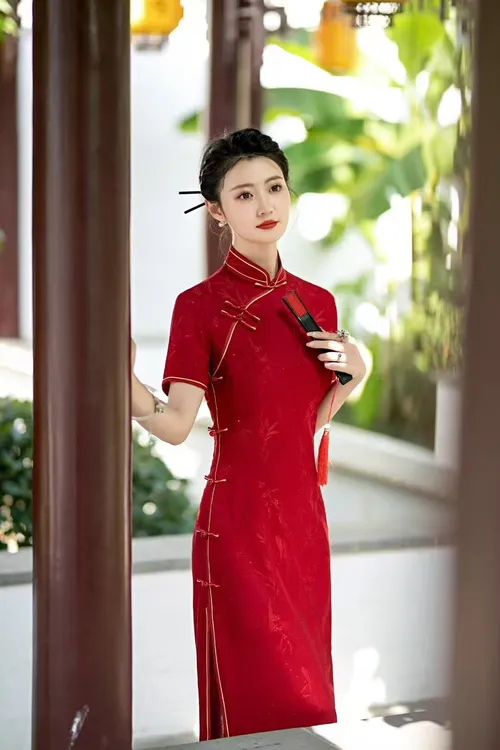 【富贵竹】2025中国风气质时尚修身高端丝棉苏州旗袍A15