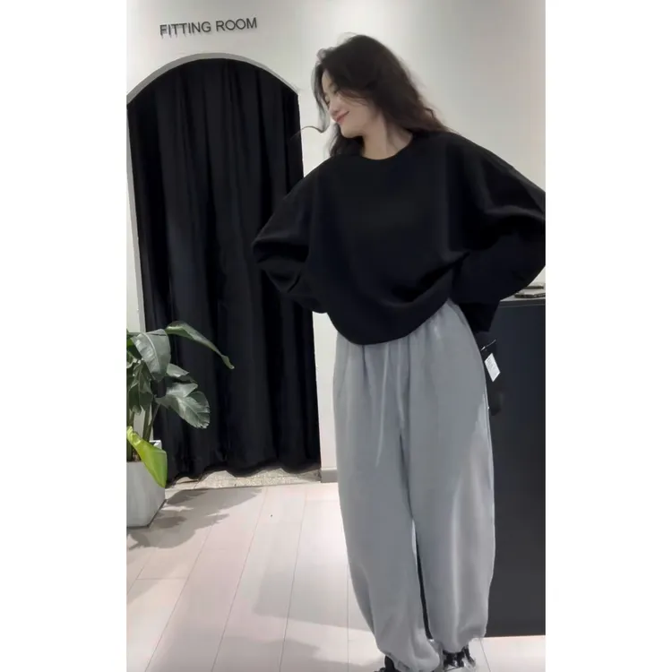 秋季时尚一整套女装2025新款韩版宽松百搭卫衣束脚休闲裤两件套