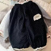 25秋冬新款  自制moon藏青碎花加绒裤