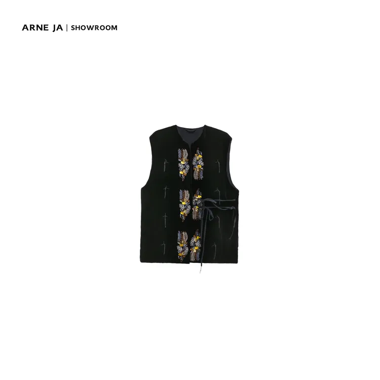 ARNE JA｜“三坡藤寺”京都传统职人手工钻绣和服式系带马甲70792371