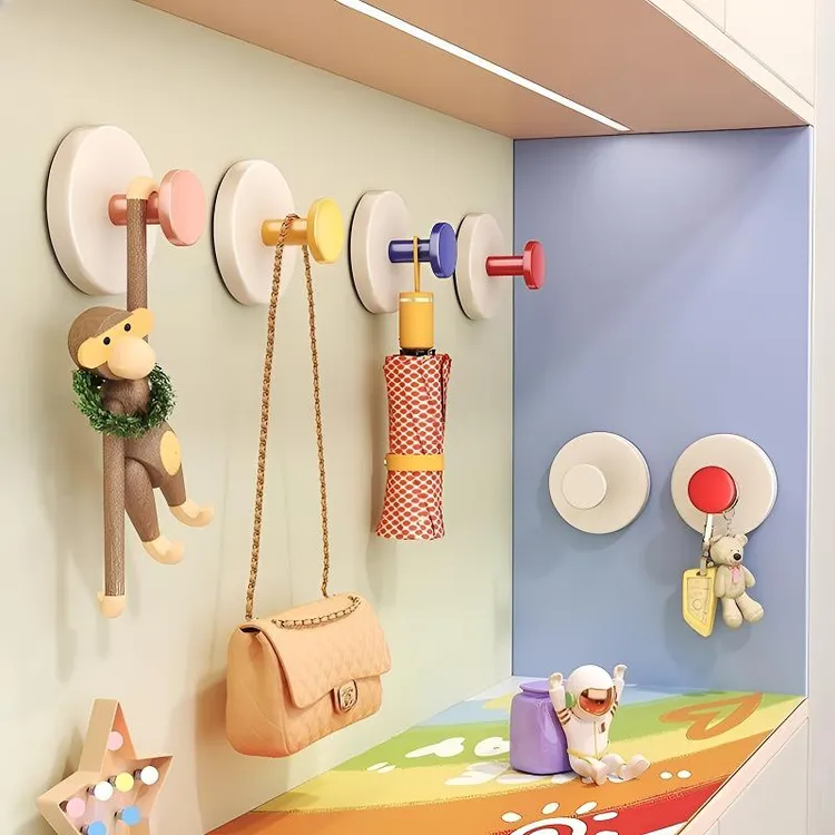 抢！【超值4个装】玄关吸盘挂钩免打孔强力承重粘胶入门口帽子置物架