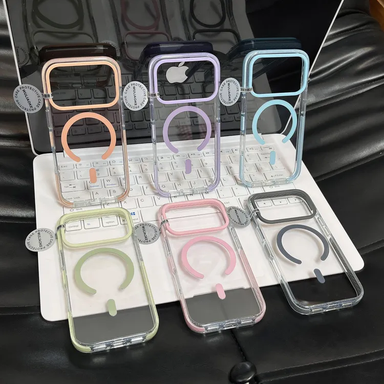 磁吸高透糖果边硅胶一体ai拍照按键适用苹果iPhone17promax手机壳