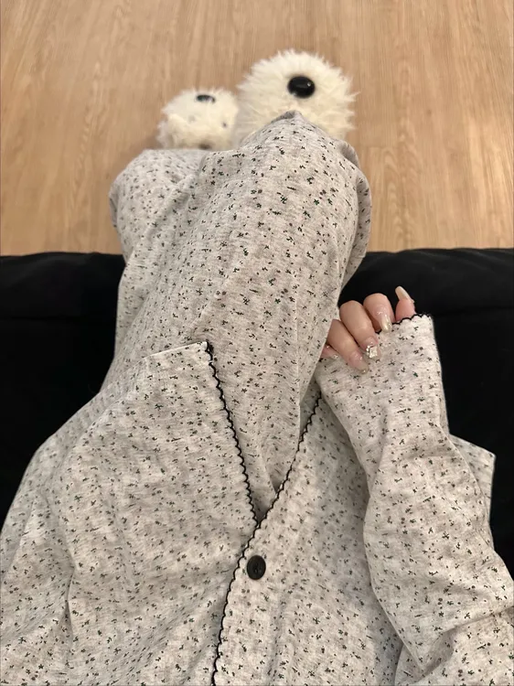 韩版ins少女甜美碎花睡衣女春秋新款公主风长袖长裤家居服可外穿