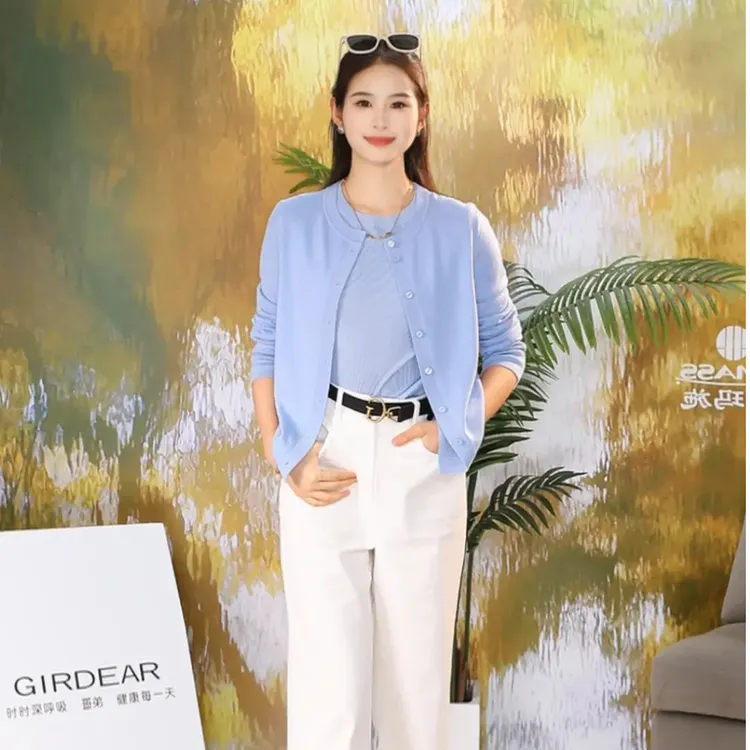 GIRDEAR/哥弟爆款经典百搭气质针织衫简约纯色长袖开衫148061